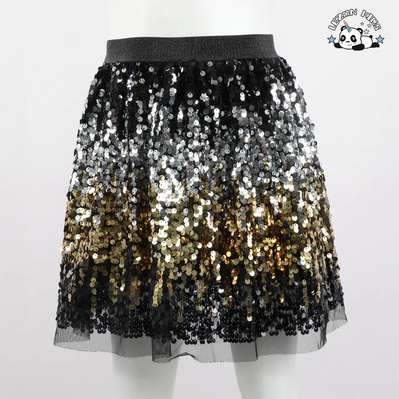 LEZONKIDS - 2024 High Quality customized Summer Season Sequin Patches Skirt Child party girls skirts for kids